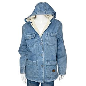 Vintage Lauren Jeans Co. denim & fleece hooded chore jacket size SP